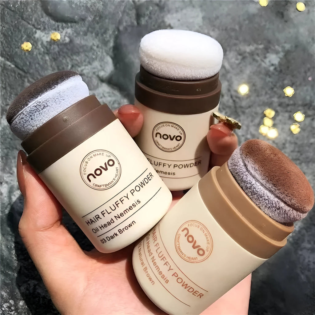 Veejaga Mattifying Powder compact for hairline and face oil control in transparent and brown shades.