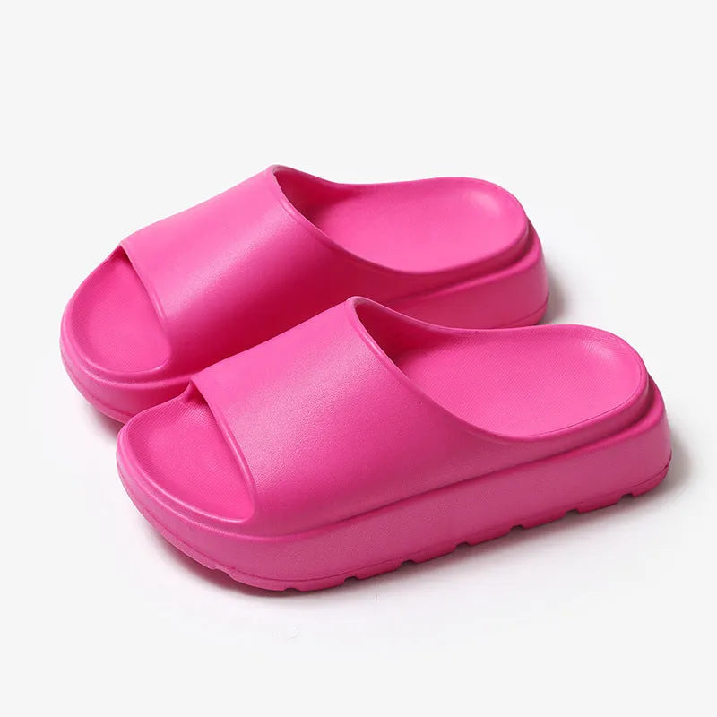 Women's fish mouth shoes slippers with thick 5.5cm EVA soles in beige, black, khaki, rose red colours