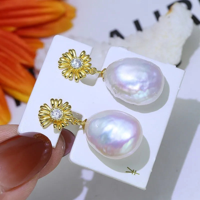 Pair of S925 sterling silver earring holders with baroque flower design jewellery organiser
