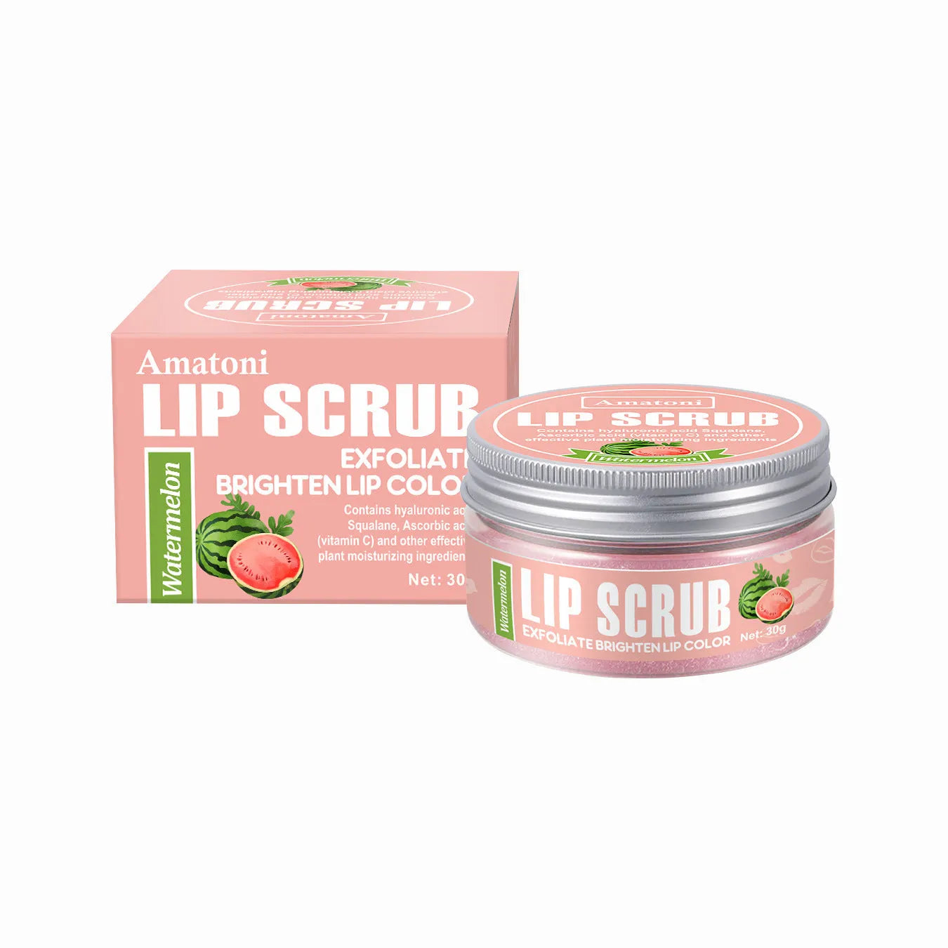 30g fruit flavour lip scrub cream in coconut, raspberry, vanilla, and watermelon options