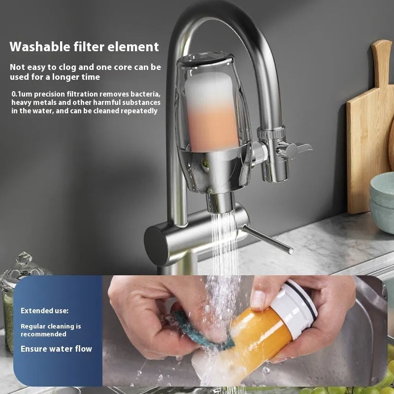 A single white ceramic water filter cartridge for faucet-mounted purification systems.