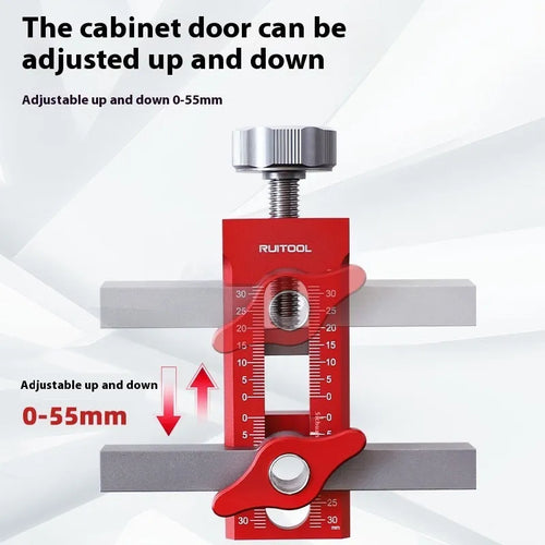 Aluminium alloy cabinet door installation aid with diamond-shaped hinge drilling template for woodworking