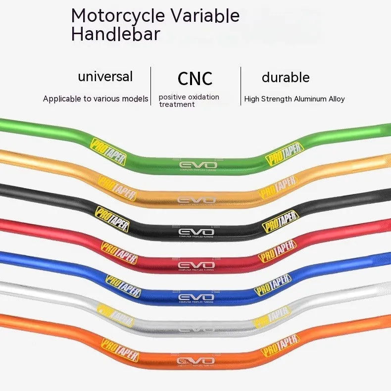 Aluminium alloy scrambling motorcycle handlebar with orange EVO handle section, 28mm diameter.