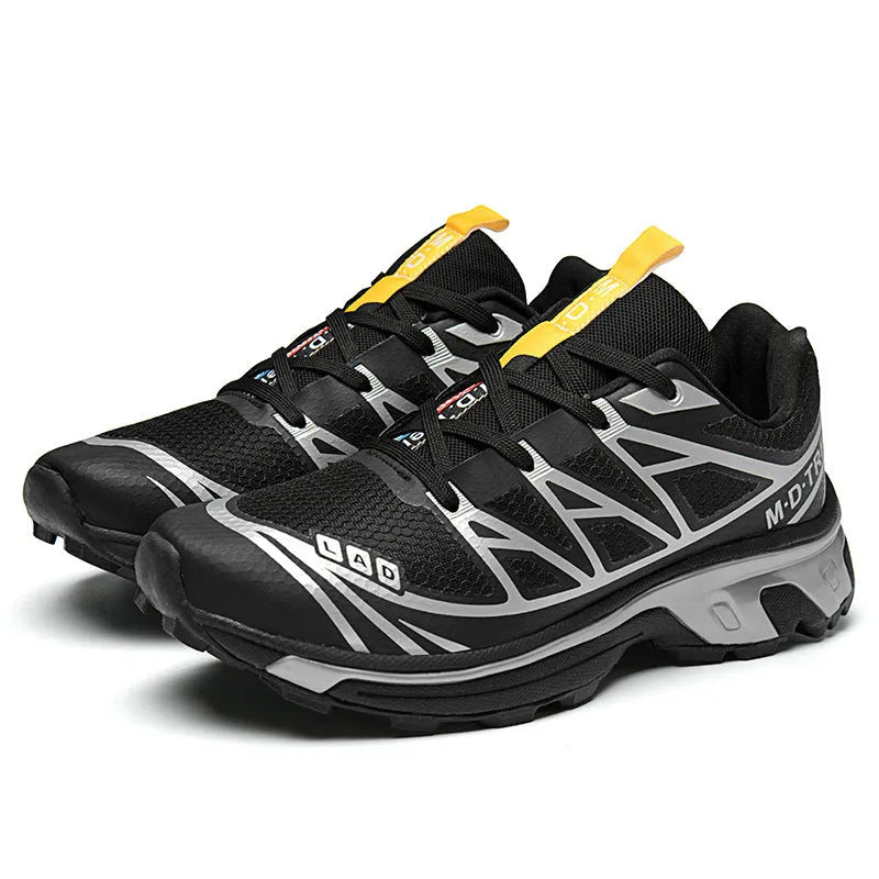 Men's and women's low-top artificial leather hiking shoes in khaki with lace-up front and flat rubber sole