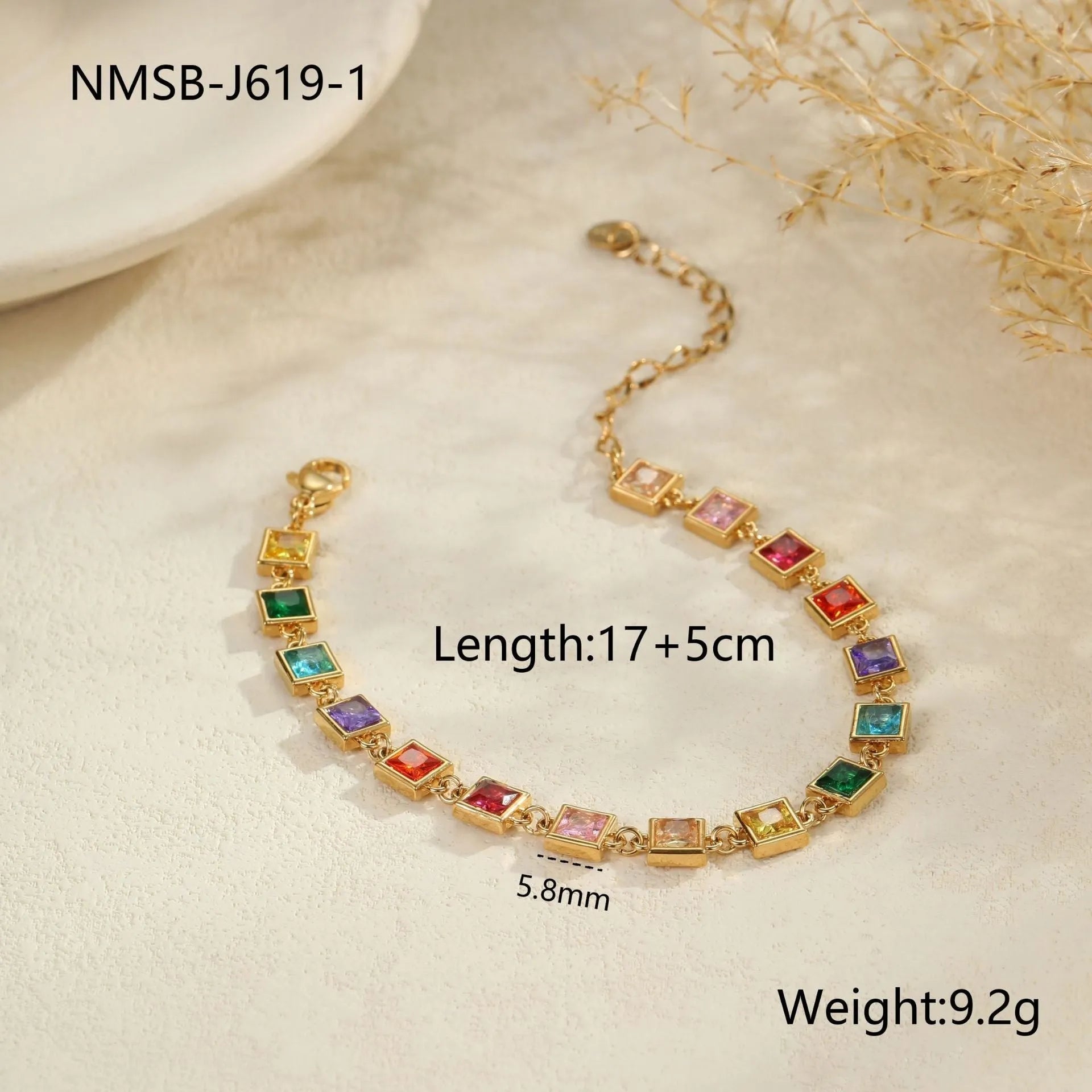 Women's stainless steel bracelet with 18K electroplating in gold or silver with geometric shapes