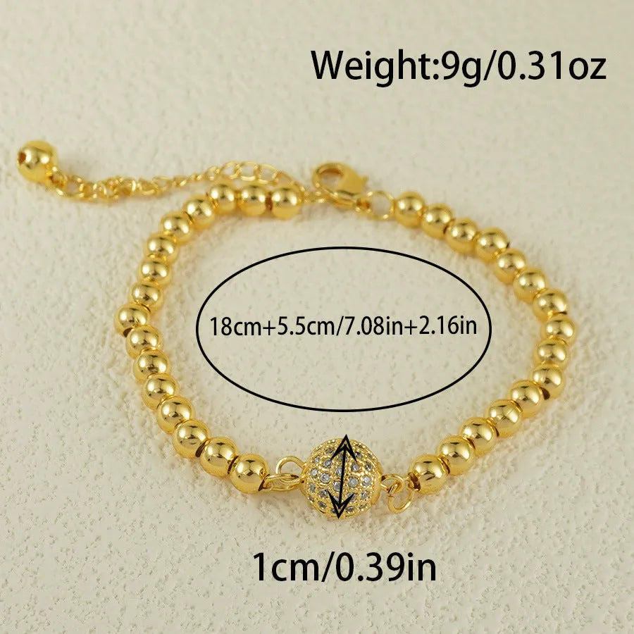 Women's copper bracelet with heart design and single zircon stone, electroplated finish, circular shape fashion jewellery