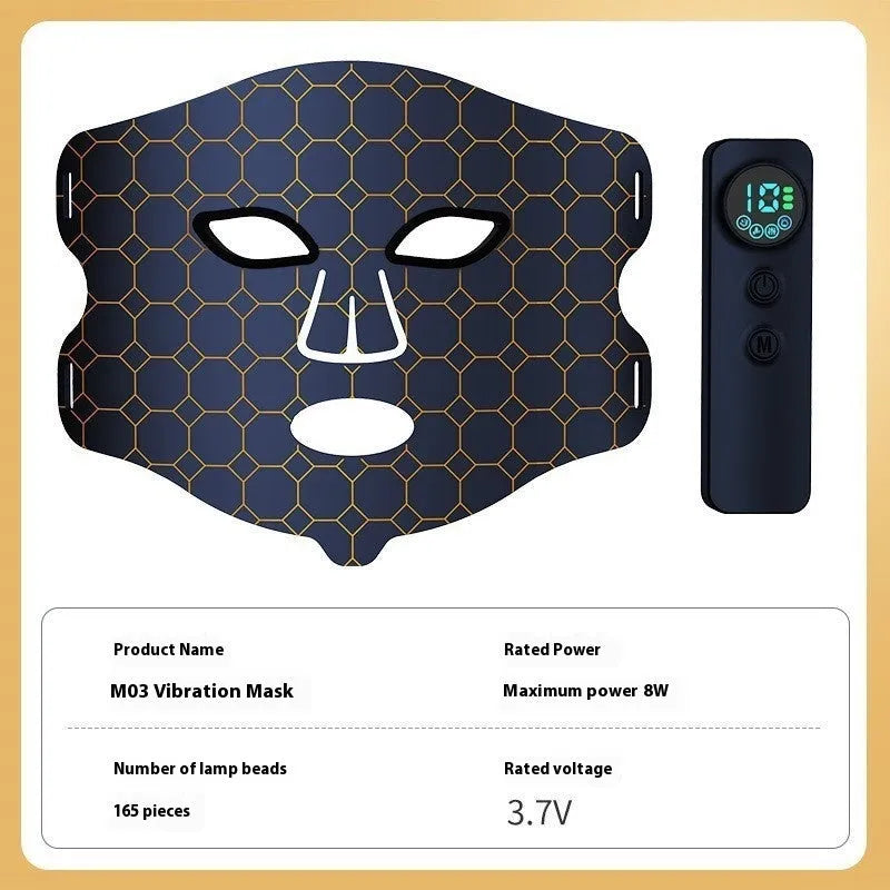 Black LED photon therapy face mask for home skin care treatment.