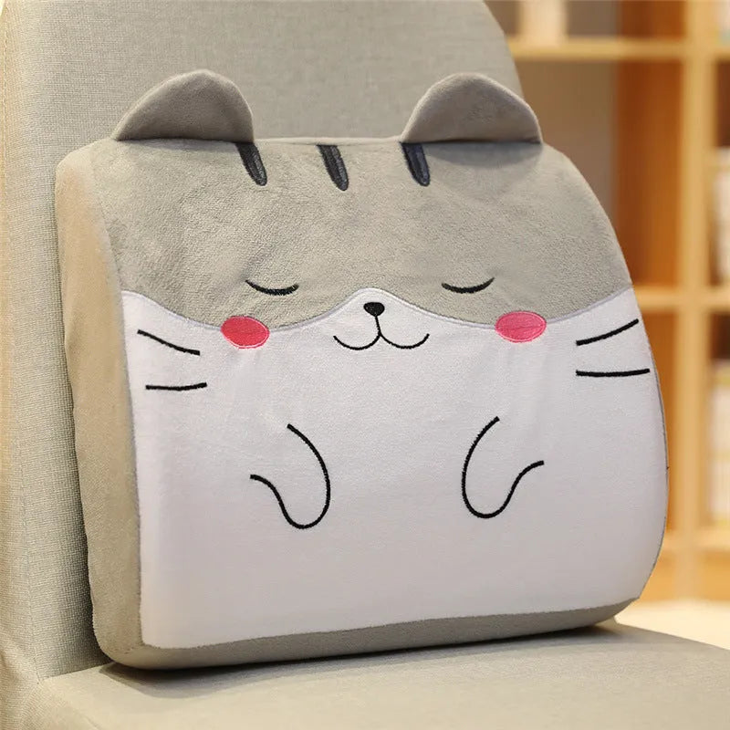Cartoon anime memory foam seat back cushion with embroidery, shown in Pink Unicorn design.