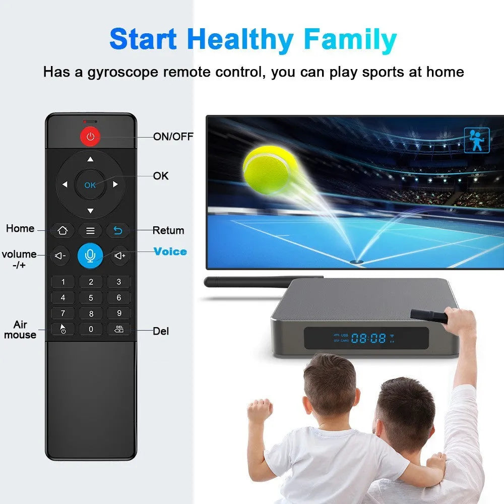 Android TV box with RK3566 processor, 8GB RAM, 8K output, Bluetooth, and HDMI connectivity