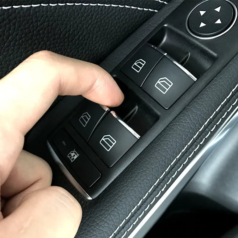 Black ABS plastic window lift button decorative sticker for car interior modification