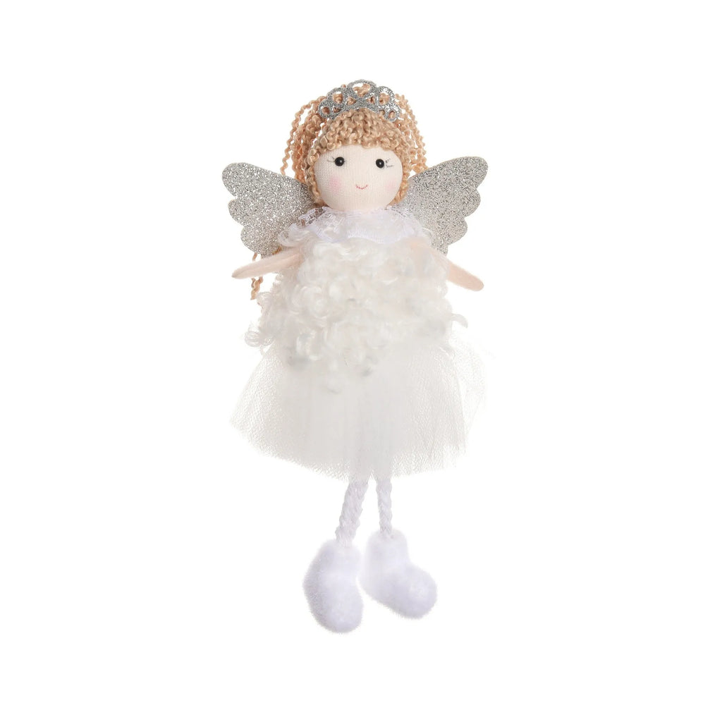 Cloth Christmas angel hair pendant for a girl's high ponytail in white, pink, and khaki styles.