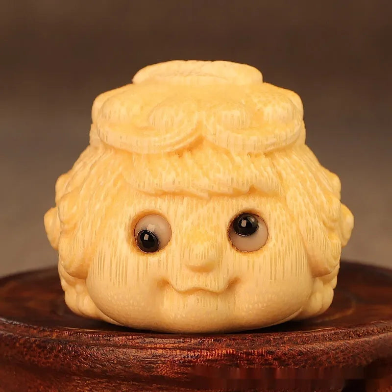 Solid bamboo golden toad princess ornament measuring 5.0 units in cute style