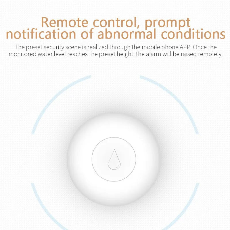 Zigbee wireless smart home water flood sensor with compact white PC housing.