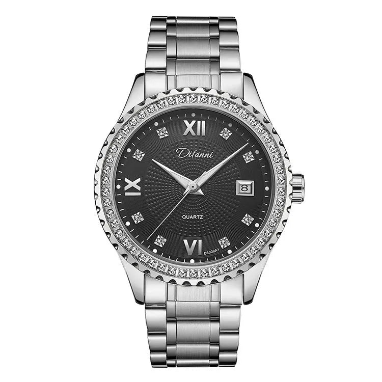 Men's automatic mechanical watch with luminous hands in gold or silver 13mm business case