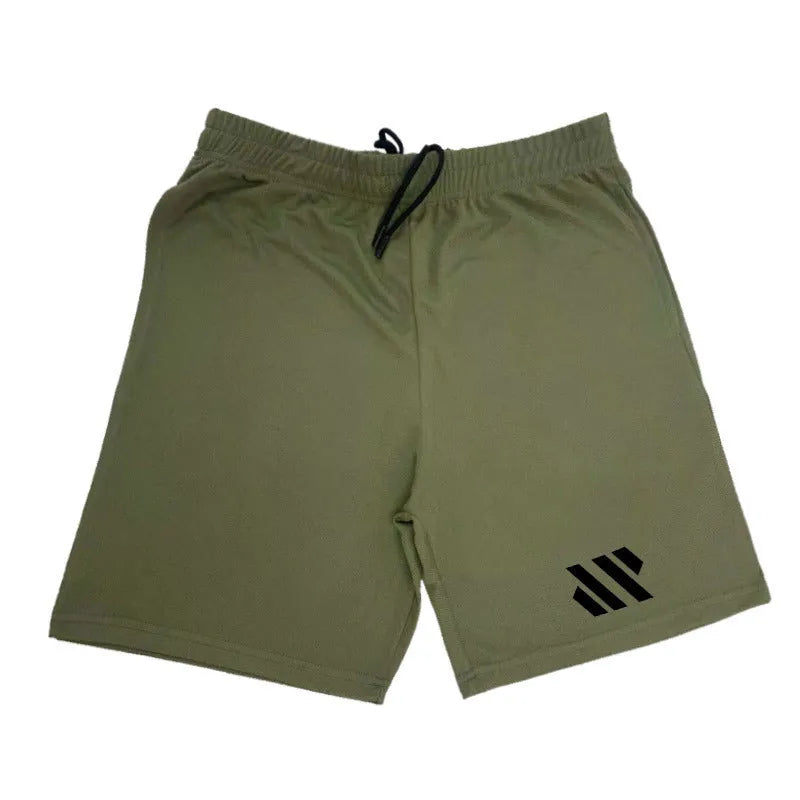 Men's loose-fit metal silk sports shorts in multiple colours on a size chart background