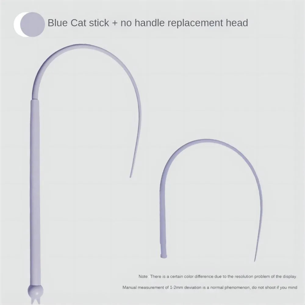 Blue silicone mouse tail cat toy with ABS handle for interactive pet play