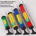 Plastic manual air pump for sports balls in mixed colours showing four size options