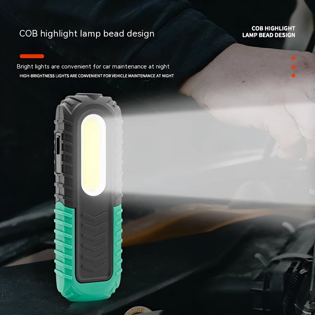 Black and green PET-coated USB auto repair work light for vehicle maintenance inspection