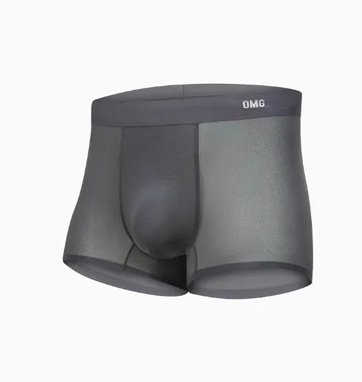 Men's lightweight seamless antibacterial sports underwear in black, shown flat.