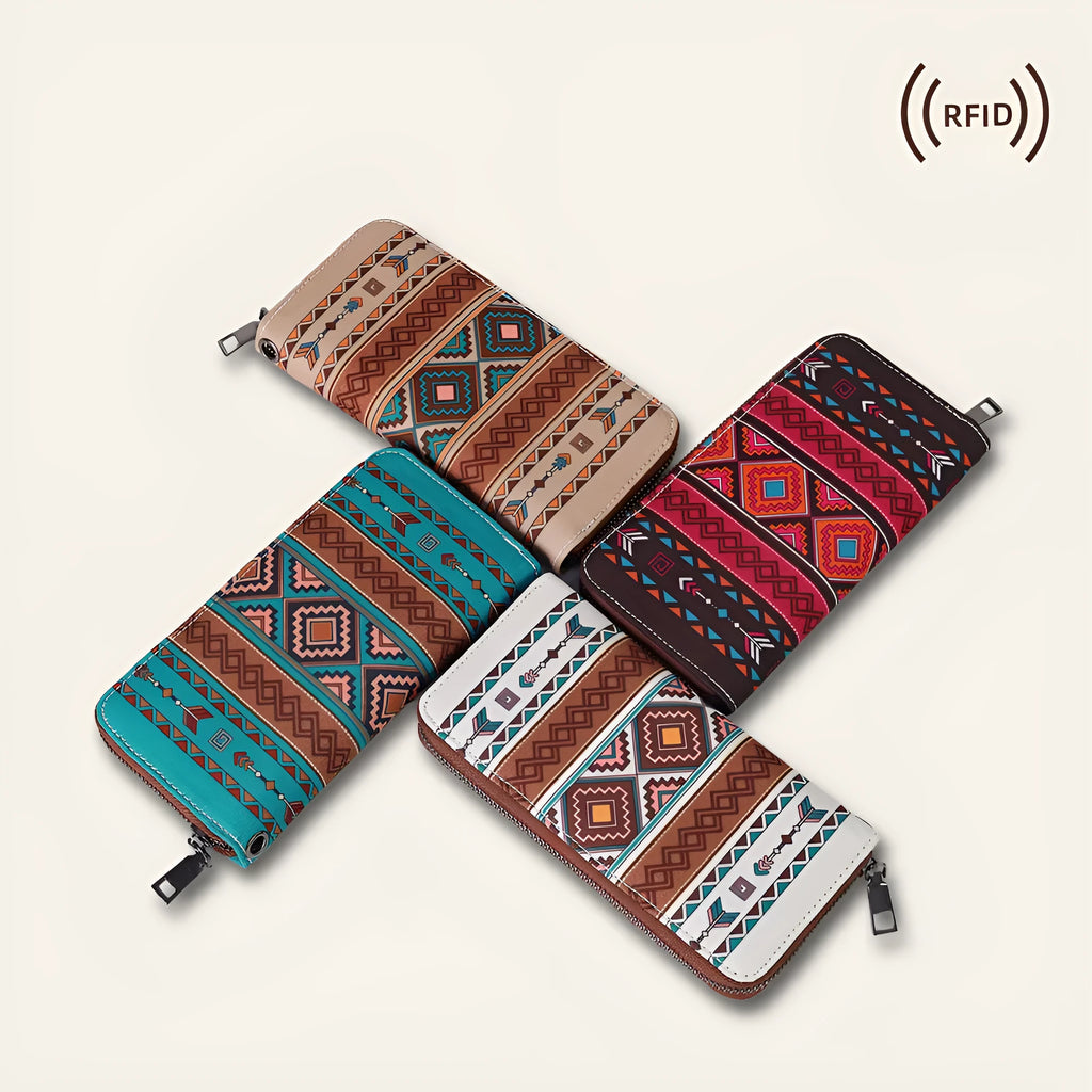 Canvas RFID wallet with striped pattern and anti-theft card protection in multiple colour options