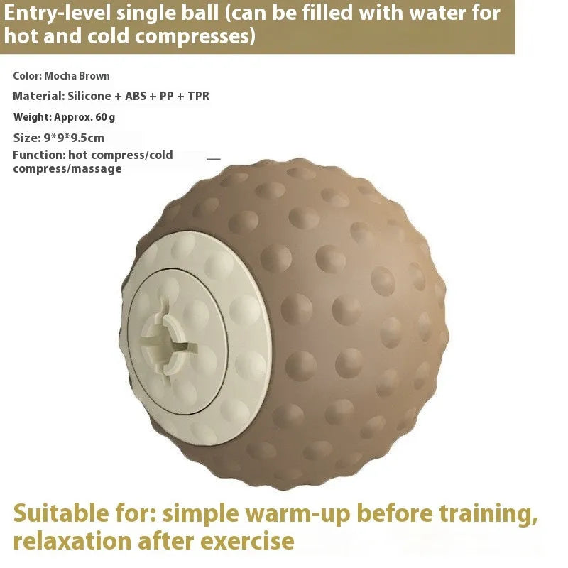 Massage ball for hot and cold compress therapy with double ball design