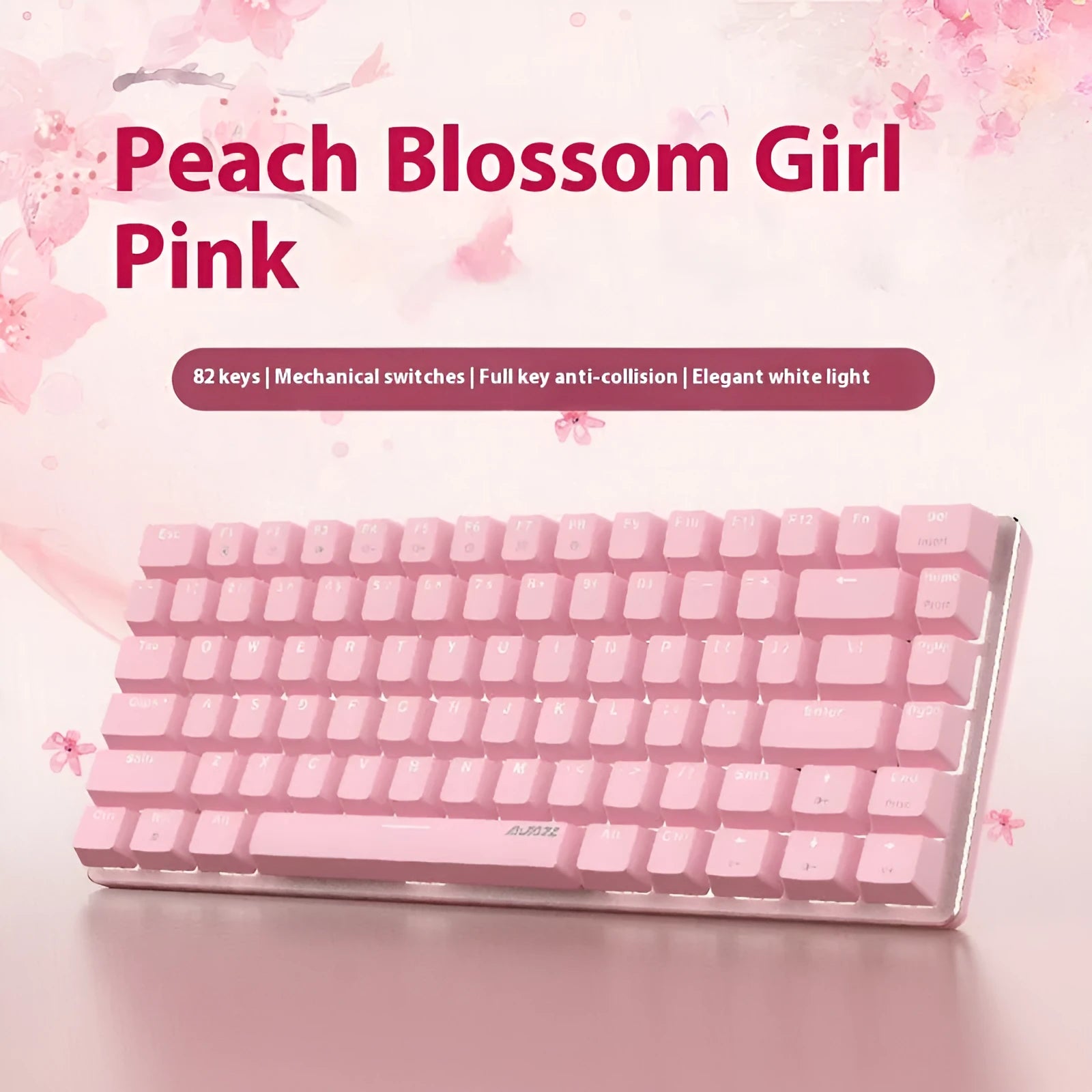 82-key mechanical keyboard with metal housing and white backlight illumination