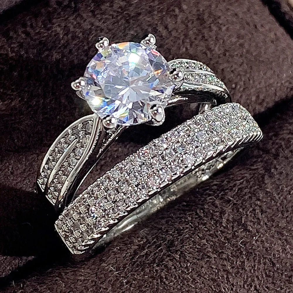 White gold colour alloy combined wedding ring bracelet with geometric design and round elements