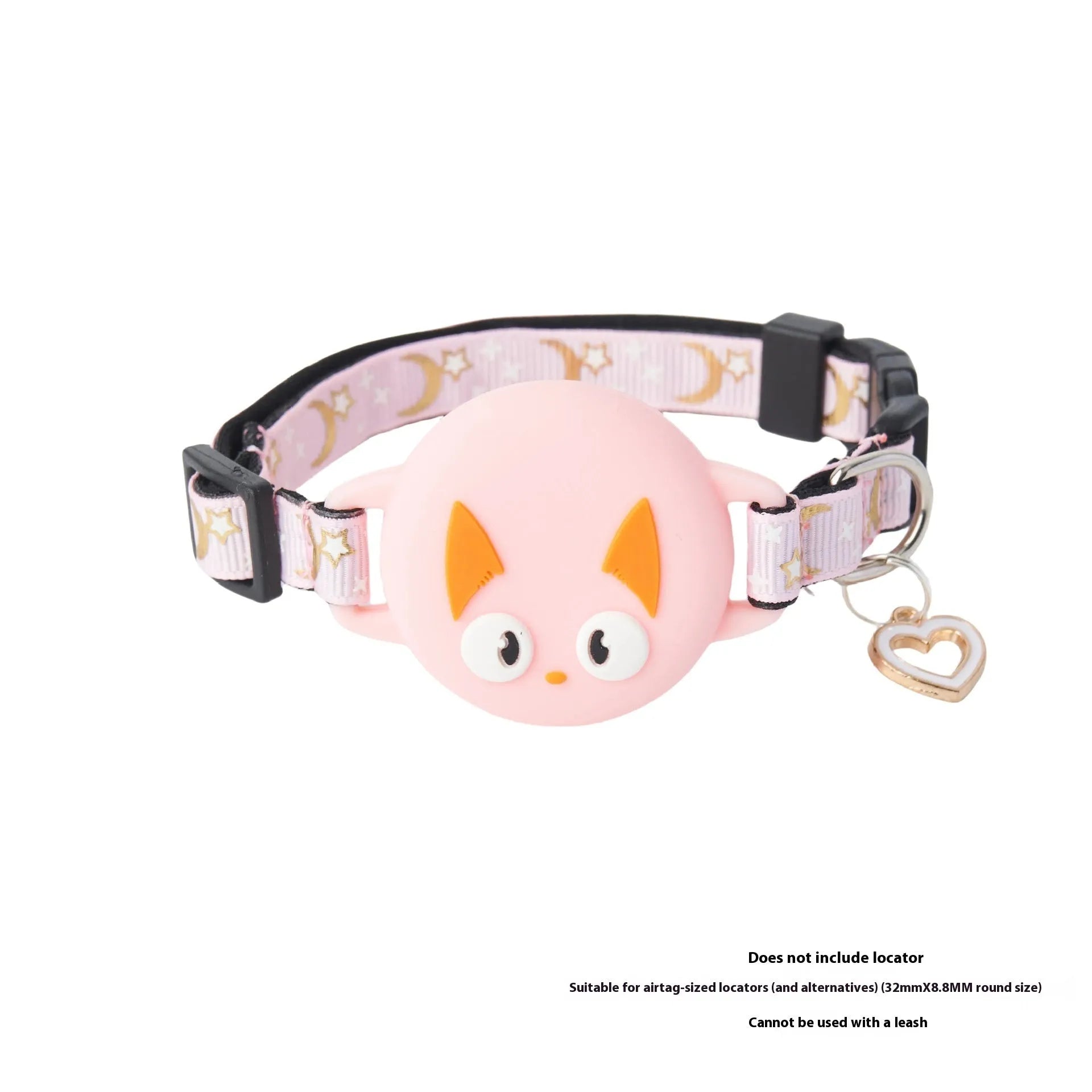 Plastic Apple AirTag protective case for cat collars in pink, showing attachment loop.