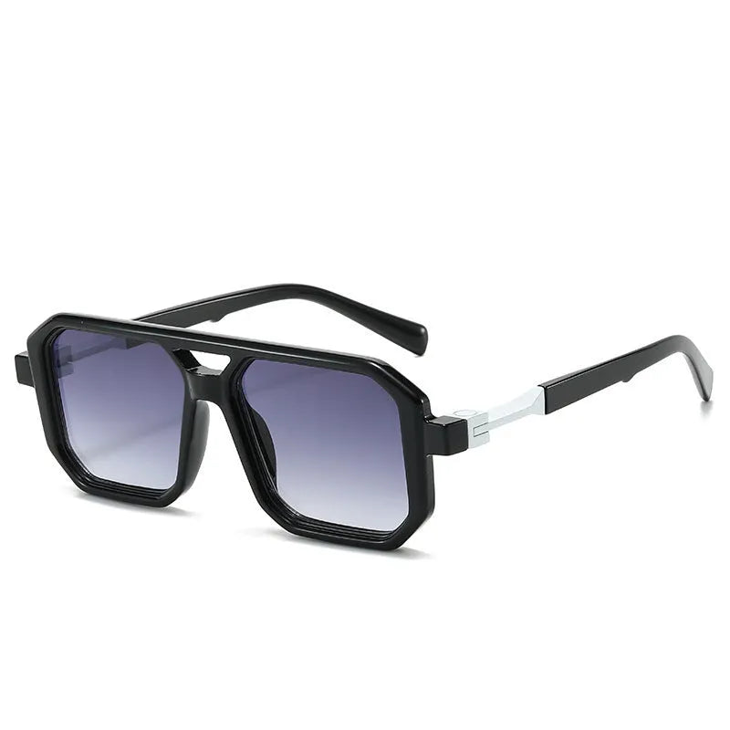 Retro double beam pilot catwalk sunglasses shown in a selection of frame and lens colour options.
