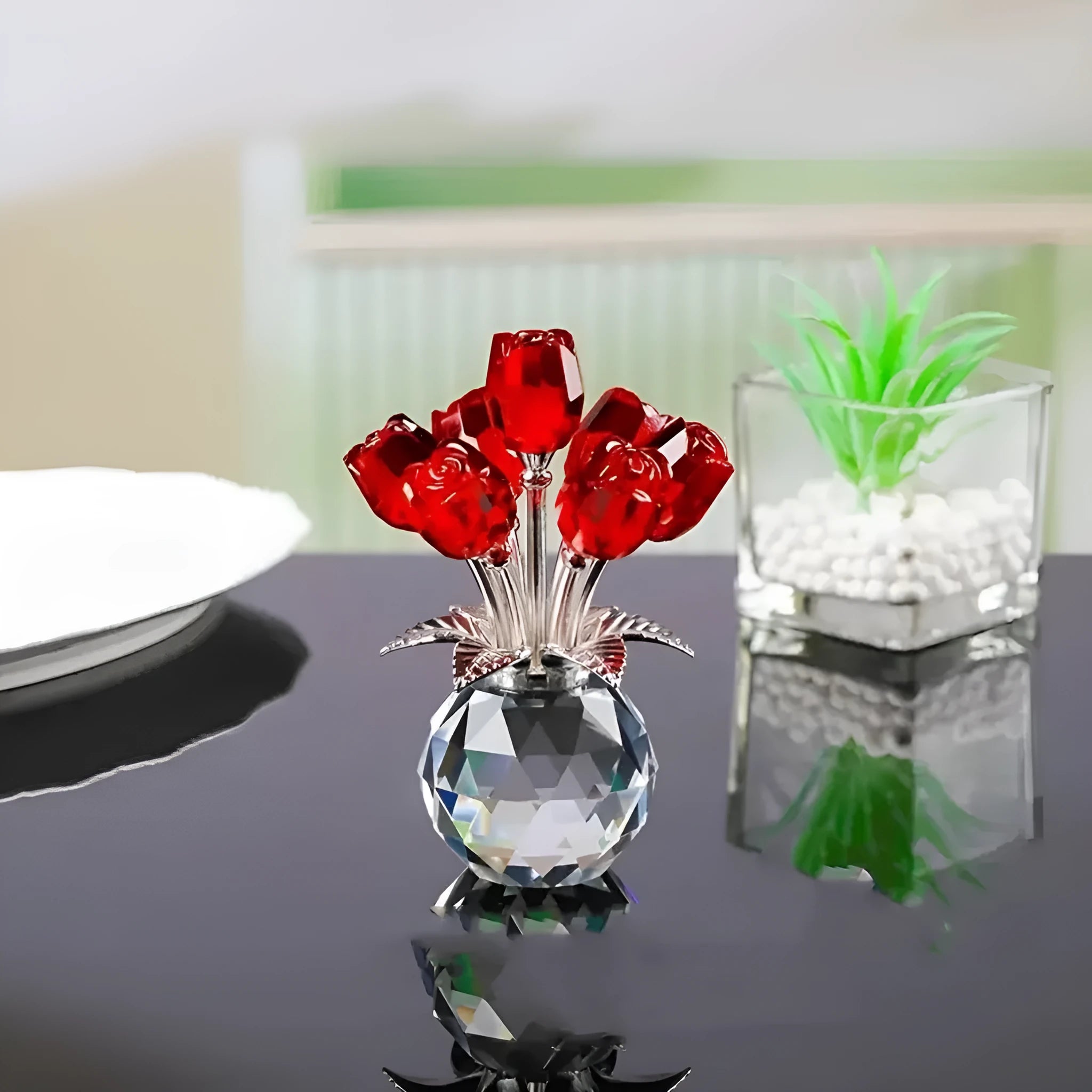 K9 crystal geometric rose decoration in multiple colour options including blue, red, purple, pink, yellow, green, and colourful