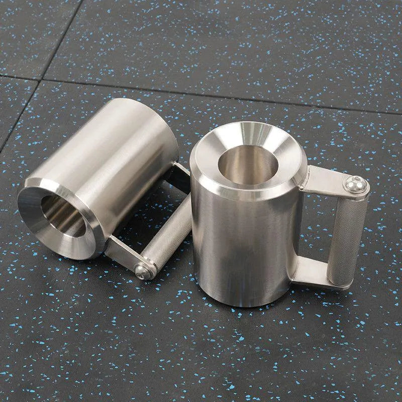 Silver stainless steel dumbbell cup weight plate showing 8kg cast iron construction