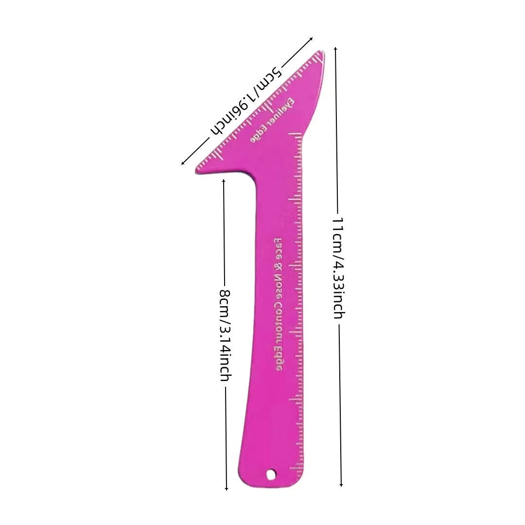 3-in-1 reusable eyeliner stencil tool for hooded eyes showing winged liner, eyebrow, and face contour guides