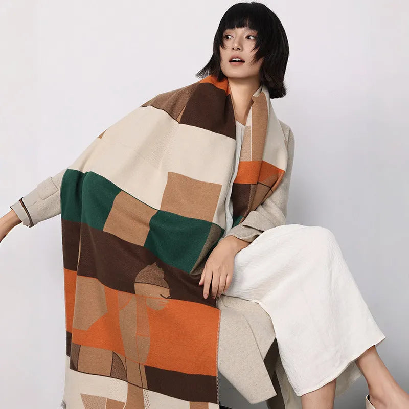 European style imitation cashmere shawl scarf in various colours showing 185x65cm dimensions