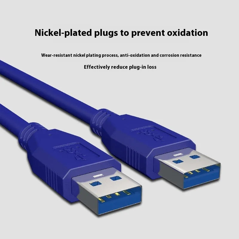 USB 3.0 male-to-male data cable with nickel-plated connectors for external hard drive connection