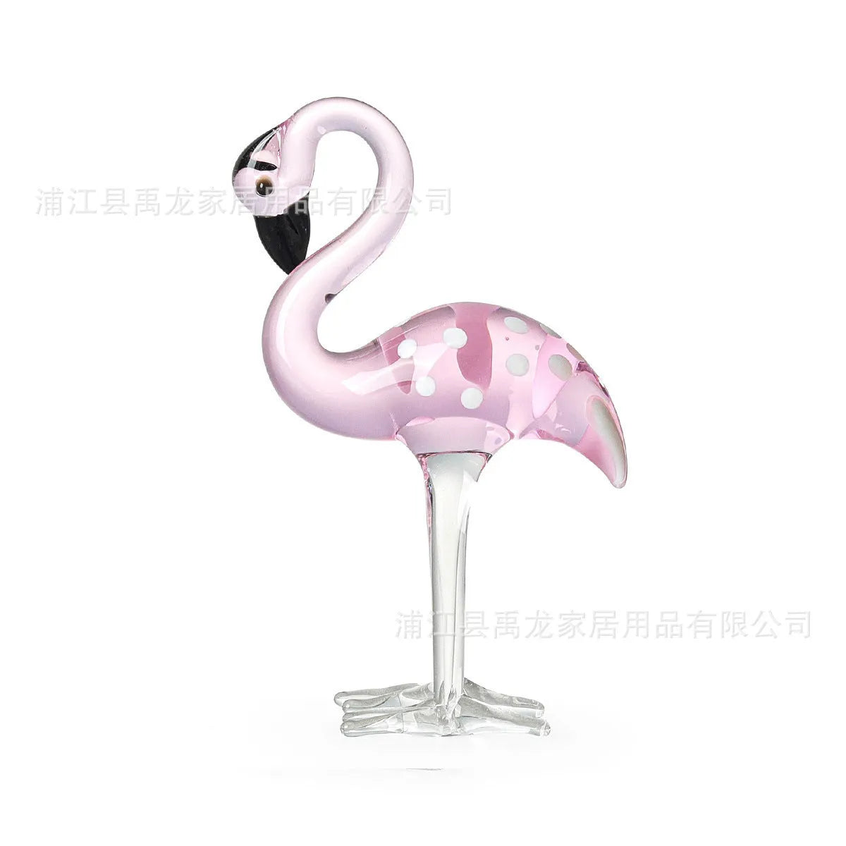 Pink crystal flamingo decorative craft ornament for home hall table display