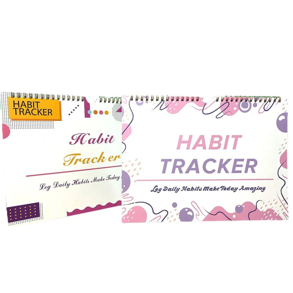 English habit tracking book with 12 pages measuring 21cm by 28cm