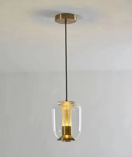 Minimalist Nordic chandelier in transparent, cognac or smoky grey colour, 16cm diameter