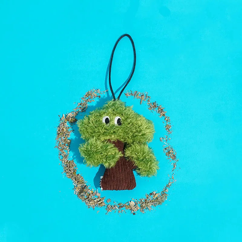 Pine tree shaped cat toy with bag pendant and tease stick for interactive play