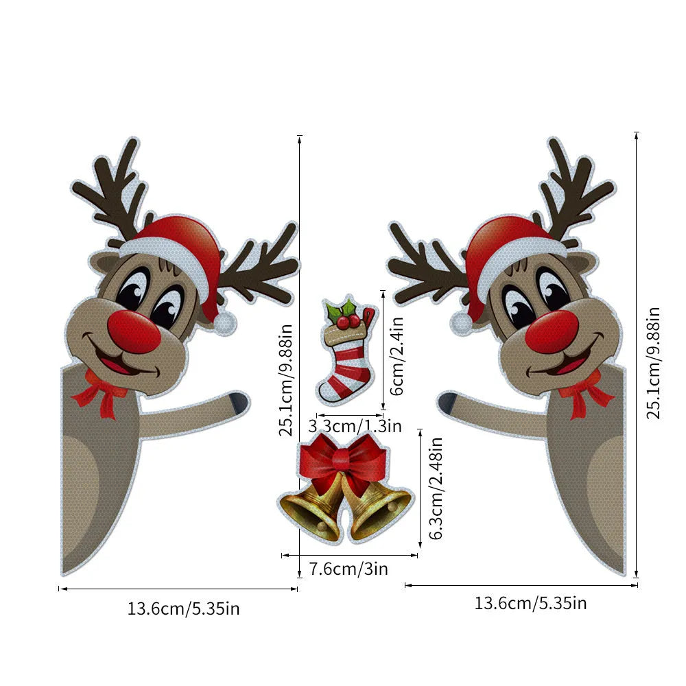 Christmas elk bell cartoon design magnetic luminous reflective bumper stickers for car decoration