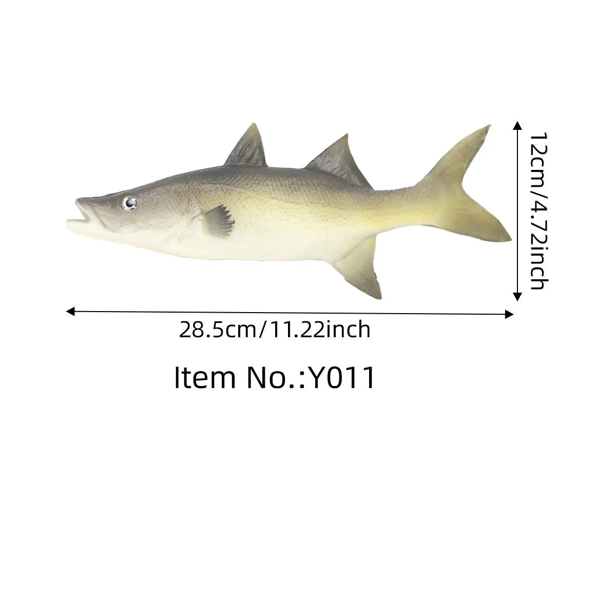 Set of three PU simulated fish ornaments: yellow-fin tuna, flower fish, small tuna, yellow croaker.