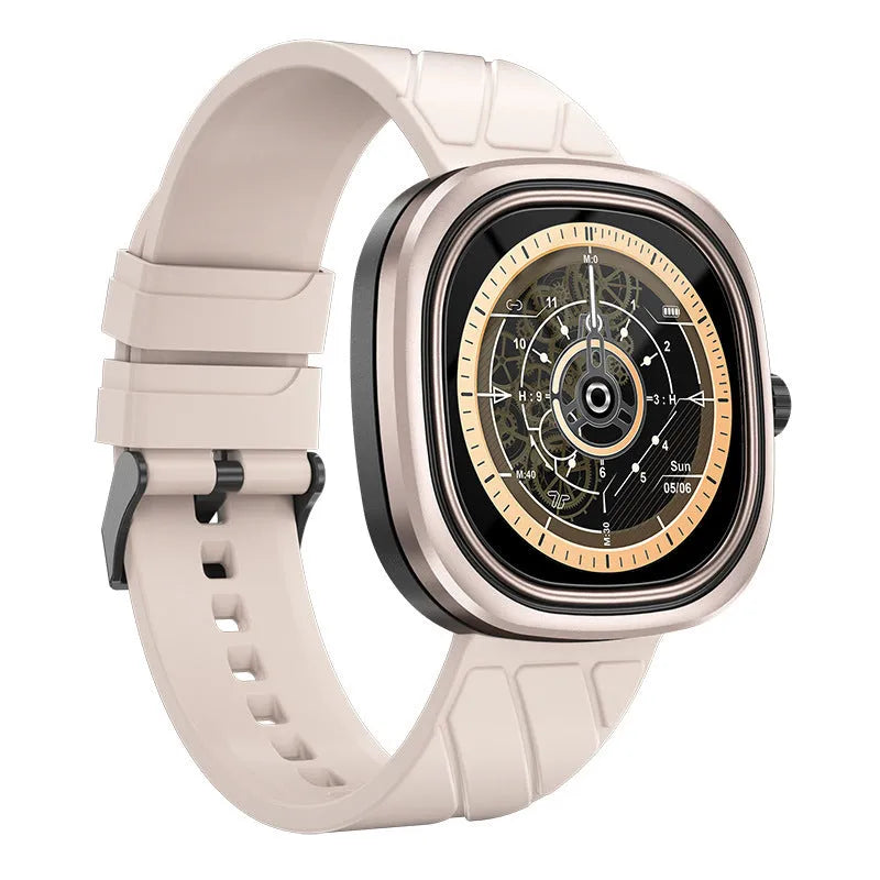 Square smart bracelet watch with 1.32-inch touch screen and silicone wristband in three colour options