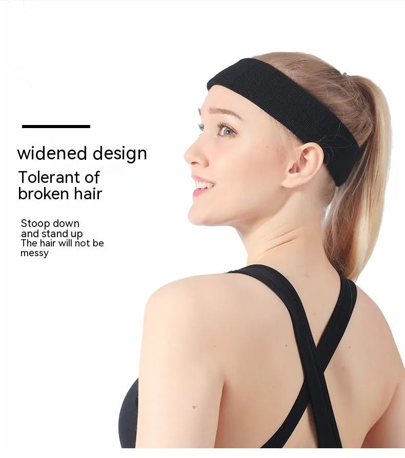 A widening sports sweat band in a solid colour, made from elastic polyester spandex material.