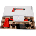 Red plastic axe muscle trainer for home fitness and functional strength workouts