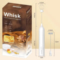 Mini handheld electric milk frother with stainless steel whisk in black colour