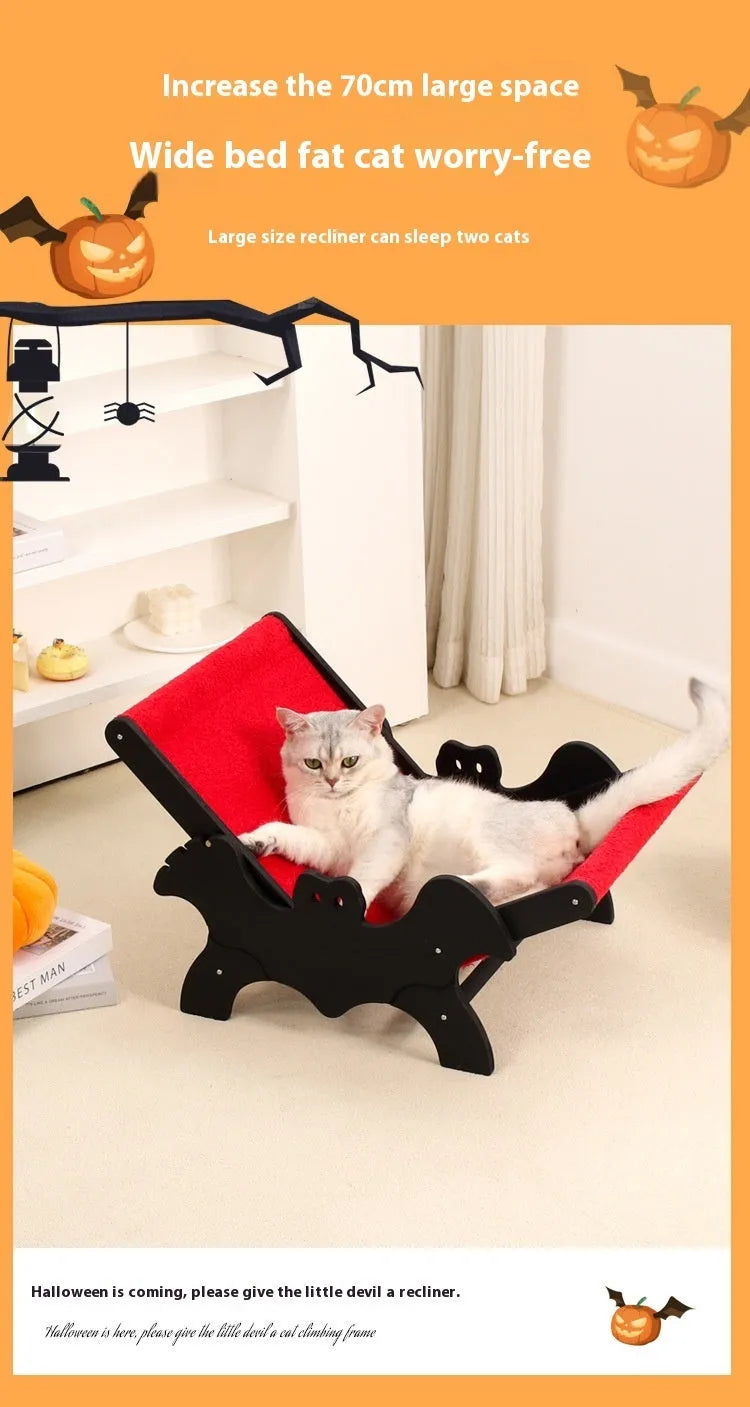 Black and red wooden cat recliner bed and cage MW-054 model for Halloween pet furniture