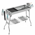 Stainless steel portable barbecue oven with flip design and charcoal stove
