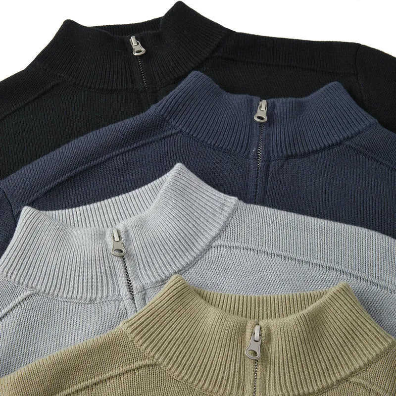 Men's thickened wool casual sweater in slim fit with long sleeves and pullover design