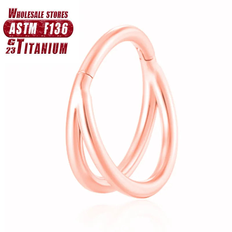F136 titanium alloy fork nose ring body jewellery in silver, gold, black, and rose gold colours.