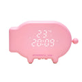 Multifunctional LED alarm clock with temperature display and USB port in blue or pink ABS plastic