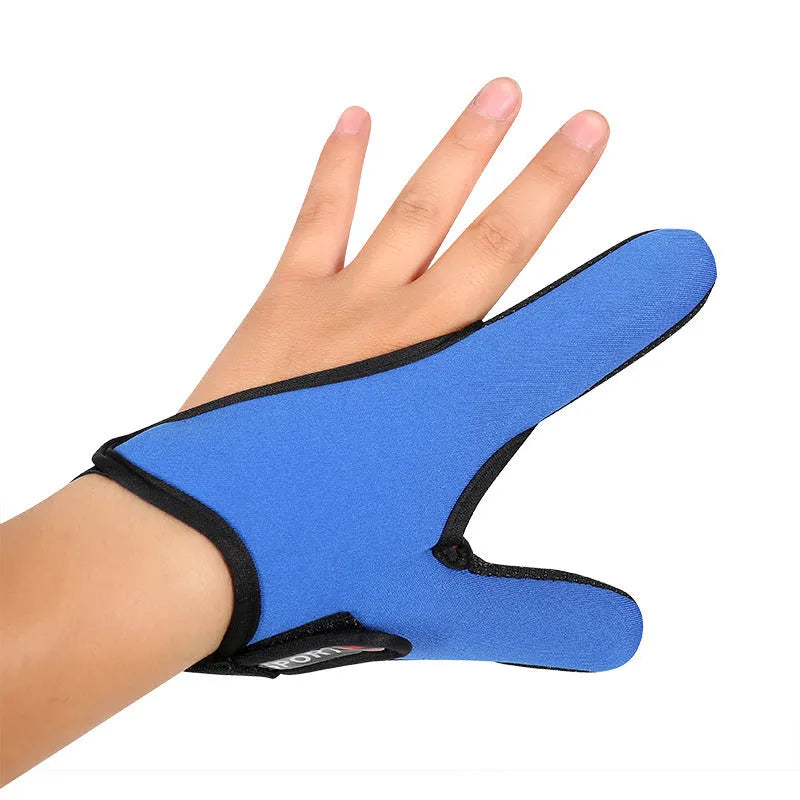 Two-finger fishing glove with microfiber palm and diving cloth backing